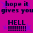 Pixelated text and star shapes on a bright pink background with alternating animation frames showing different line counts beneath 'HELL'.