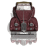 Maroon vintage car with rounded fenders and chrome accents, viewed from rear in pixelated animation showing winged motion.