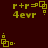 Yellow pixelated text and geometric shapes on a dark red background, with animated transitions between static frames.