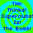 Pixelated text reads "Tim! Thinks! Superclubs! Is! The Bomb!" over a green and blue spiral background, with identical text repeated in four quadrants.