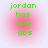 Green text reading 'jordan has nice abs' on a pink circular gradient background with pixelated edges.