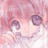 Pixelated anime-style character with pink hair and purple eyes, resting hand on chin, next to black background with white text.