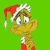 Pixelated cartoon character in Santa hat and red outfit against green background, with visible animation changes across frames.