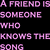 Pixelated pink text on black background reads 'A FRIEND IS IN YOUR HEART... AND SINGS KNOWS THEIT BACK TO YOU WHEN HAVE FORGOTTEN THE WORDS' with a gray rectangle covering part of the right side.