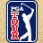 Animated contact sheet of golf-themed AIM buddy icons showing multiple swing poses and PGA TOUR branding elements on a beige background with gray transparency area.
