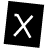 A black square icon with a white X symbol on the left, transitioning to scattered gray pixelated shapes on the right in an animated contact sheet layout.