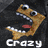 Animated pixel art icons of a brown cracker-like character with googly eyes, showing expressions like open mouthed 'Crazy', tongue-out 'Curious', and split face 'Pervert' on dark background.