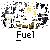 Animated contact sheet of 10 AIM buddy icons featuring fuel-related explosions and a single static group scene, all labeled "Fuel" with varying visual styles and color schemes.