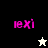 Pixelated pink text 'rexi' appears on four distinct backgrounds with a star symbol changing from white to black between two states.