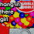 Pixelated image with colorful gumball machine background and text overlays, green section at bottom left.