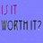 Pixelated text on a light purple background with small white square accents, featuring 'IS IT' in pink and 'WORTH IT?' in dark gray.