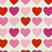 Pixelated heart pattern with varying red and pink hues on a light background, arranged in repeating