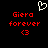 Pixelated red text and symbols on black background with white heart outline above.