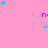 Pink background with scattered blue and purple stars, small pink symbols resembling 'n' or 'm', and a gray rectangular shape in the bottom right corner.