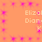 A static image with a peach background featuring repeated pink starburst patterns and pixelated text reading "Elizal Diam K" in light orange.