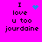 A bright pink background displays four identical text blocks with animated blue pixel symbols replacing the heart in "I love u too".