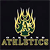 Pixelated icon with a golden-yellow and green cactus-like plant on a black background, with stylized text below.