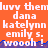 Pixelated orange background with repeated white text and blue wave border, showing partial gray area on right side.