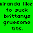 Green background with black pixelated text reading 'miranda like to suck brittanys gruesome tits.' repeated across multiple