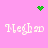 Pink background with four instances of 'Meghan' text and green pixel art symbols changing positions across frames.