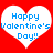 Two white heart shapes on a red background with blue text reading "Happy Valentine's Day!!" inside each heart.