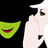 Pixelated image of a green-skinned character with red lips and black hair, next to green text reading "Wicked The Musical" on a dark green background.