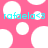 Pink background with white circles and cyan text 'rafaela<3' repeated twice.