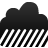 Black cloud shape with diagonal white rain streaks on gray background, rendered in pixelated style.