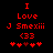 Red pixelated text and symbols on black background with animated heart sequence.
