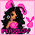 Pixelated cartoon woman with long black hair and pink bunny ears, wearing a pink strapless top against a pink background with 'PLAYBOY' text.