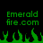 Green pixelated text and flames on black background, two identical side-by-side sections with "Emerald fire.com" text above green flame shapes.