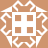 Brown and white pixelated icon with four brown squares arranged in a 2x2 grid at center, surrounded by white decorative border with curved and angular shapes.