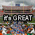 Pixelated collage of four Florida Gator-themed images with text overlays including 'It's GREAT', 'to be', 'FLORIDA', and 'GATOR!' on a white background.
