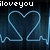 Animated blue heart outline with ECG line on dark background, text changes from "iloveyou" to complete phrase.