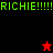 Pixelated graphic with green text, red and black stars, and alternating background colors. The word "RICHIE" appears four times in bright green pixel font across the image.