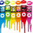 colorful pixelated icons with dripping paint effects, alongside green text reading "carly's addiction" and a heart symbol on white background