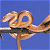 A 2x1 contact sheet of a pixelated animated icon showing two frames: left frame with a brown snake coiled around a stick against blue background, right frame with green text "Original Icons .com" on dark green background.