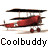A 48x48 pixel animated contact sheet of a red biplane icon with black wings, displayed across eight frames in a 3x3 grid layout showing sequential motion changes.