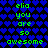 Pixelated green text reads "elia you are so awesome" over a repeating blue heart pattern on black background.