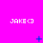 A bright pink background displays three of 'JAKE<3' text with animated blue symbols changing across frames
