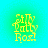 Yellow pixelated text 'Silly Patty Ross' on a gradient background shifting from cyan to green across four