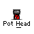 Pixel art icon of a pot with red flames beneath it, labeled 'Pot Head' in white text below.