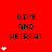 A 3x3 contact sheet of animated frames showing a red background with black text "GIVE AND RETREAT" and white star icons that increase in number across the sequence.