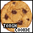 Two pixelated chocolate chip cookies with text overlays showing animation changes in background color and text box placement.