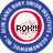 Circular icon with blue outer ring, red inner ring, white center, and black text 'ROX!!!' over pink pixelated background.