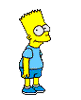 Yellow-skinned cartoon character in light blue shirt and dark blue shorts with multiple facial expressions and walking poses on gray background.