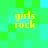 Pixelated green and cyan background with four identical yellow text blocks reading 'girls rock' in a arrangement