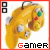 Yellow game controller with green and red buttons, white circular accents, and black top handle, labeled 'Gamer' in red and black text below.