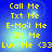 Yellow text on blue background with light effects, displaying contact phrases and a heart emoji in two identical