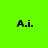 Four identical pixelated 'A.i.' text icons arranged in a on alternating bright green and yellow backgrounds